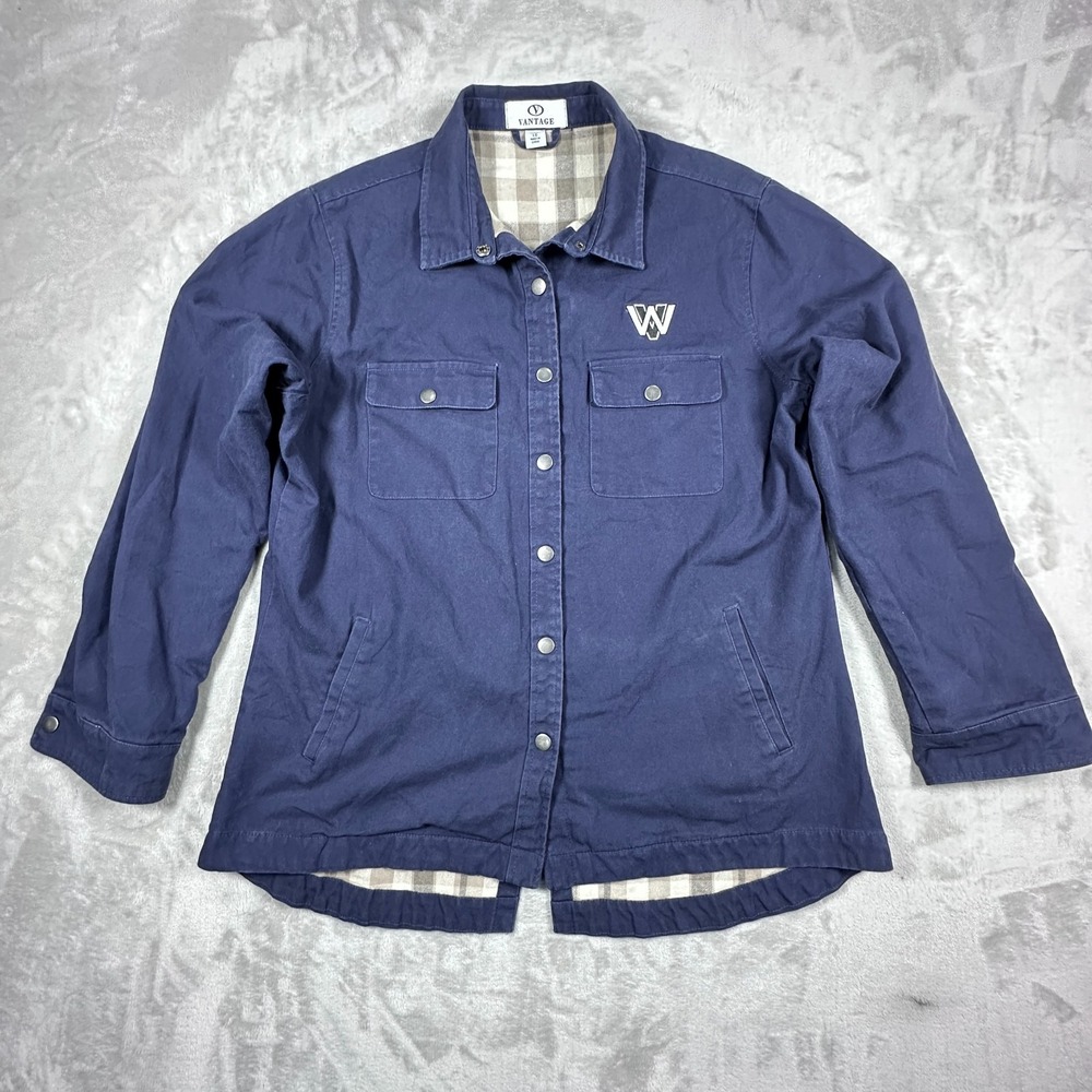 Vantage Boulder Shirt‎ Jacket Womens Size Large Navy Canvas Snap Front Coat
